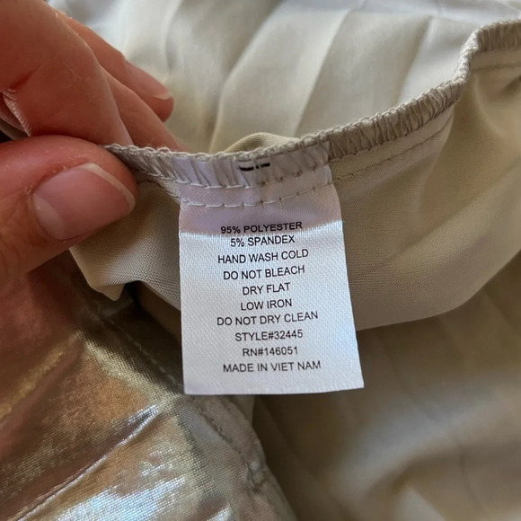 silver metallic party midi accordion pleated midi cocktail skirt concert disco - Picture 9 of 9